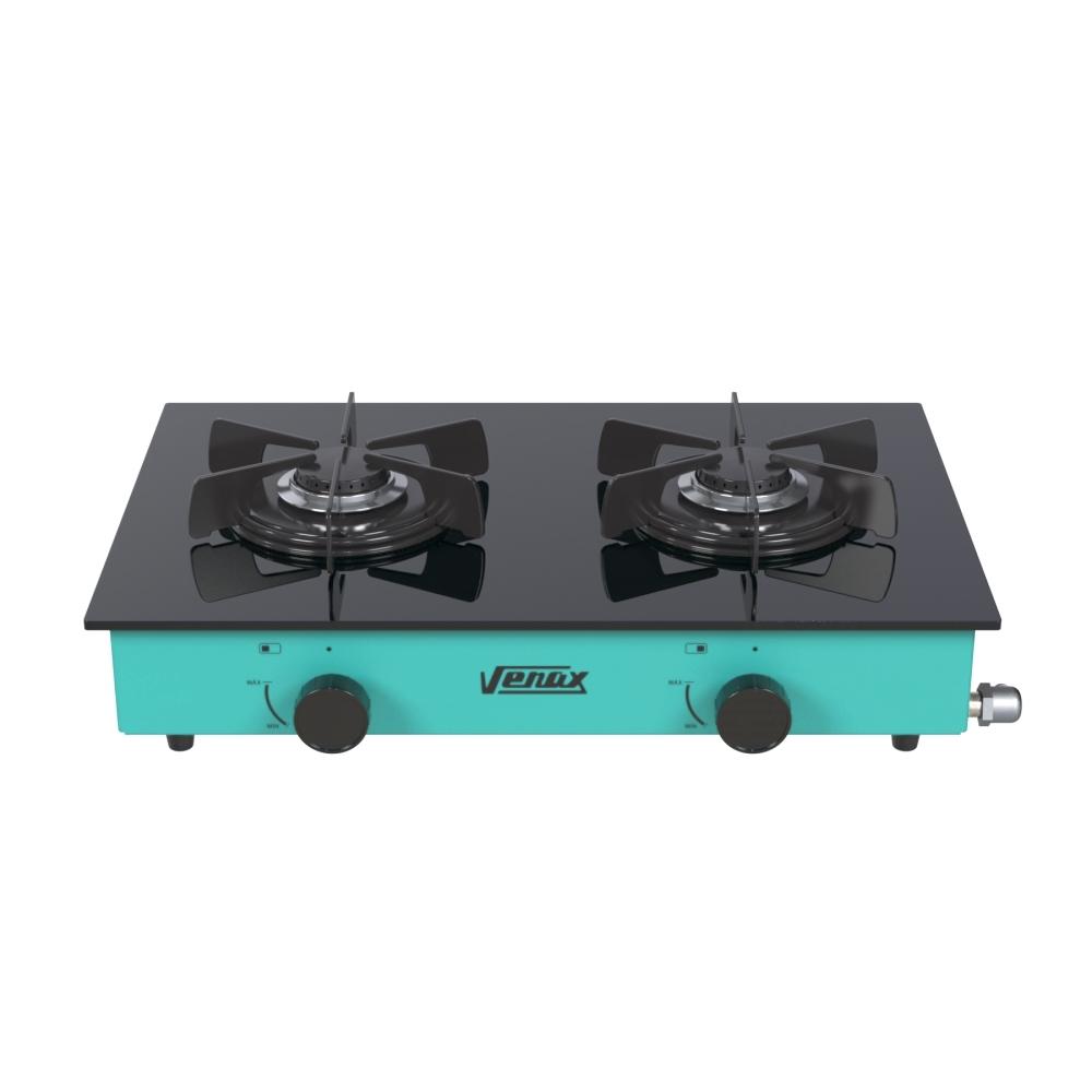 Fogao a Gas Portatil 2 Bocas Venax Flamalar Vitreo Verde