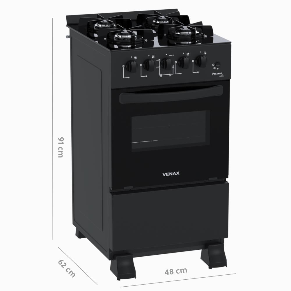 Fogao a Gas 4 Bocas Venax Picasso Line Preto