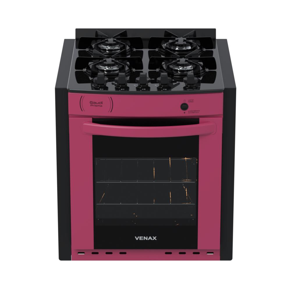 Fogao a Gas de Embutir 4 Bocas Venax Gaudi Prisma Vitreo Pink