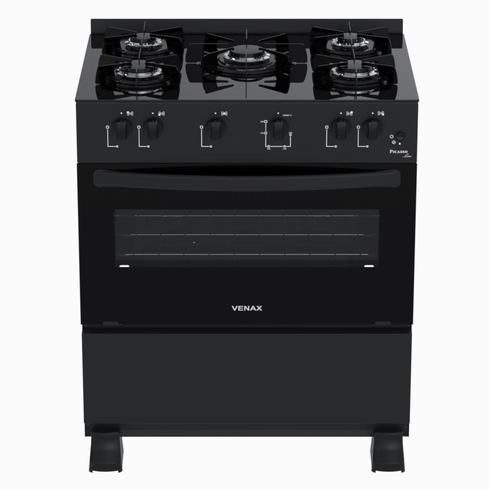 Fogao a Gas 5 Bocas Venax Picasso Line Preto