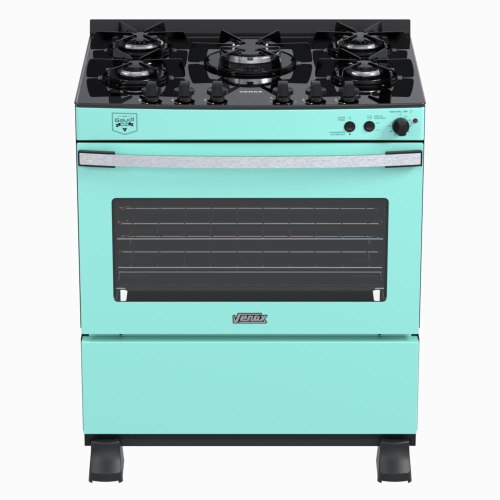 Fogao a Gas 5 Bocas Venax Gaudi Vetro Vitreo Verde
