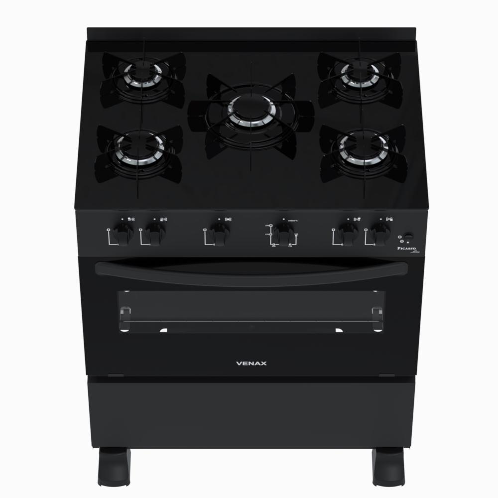 Fogao a Gas 5 Bocas Venax Picasso Line Preto