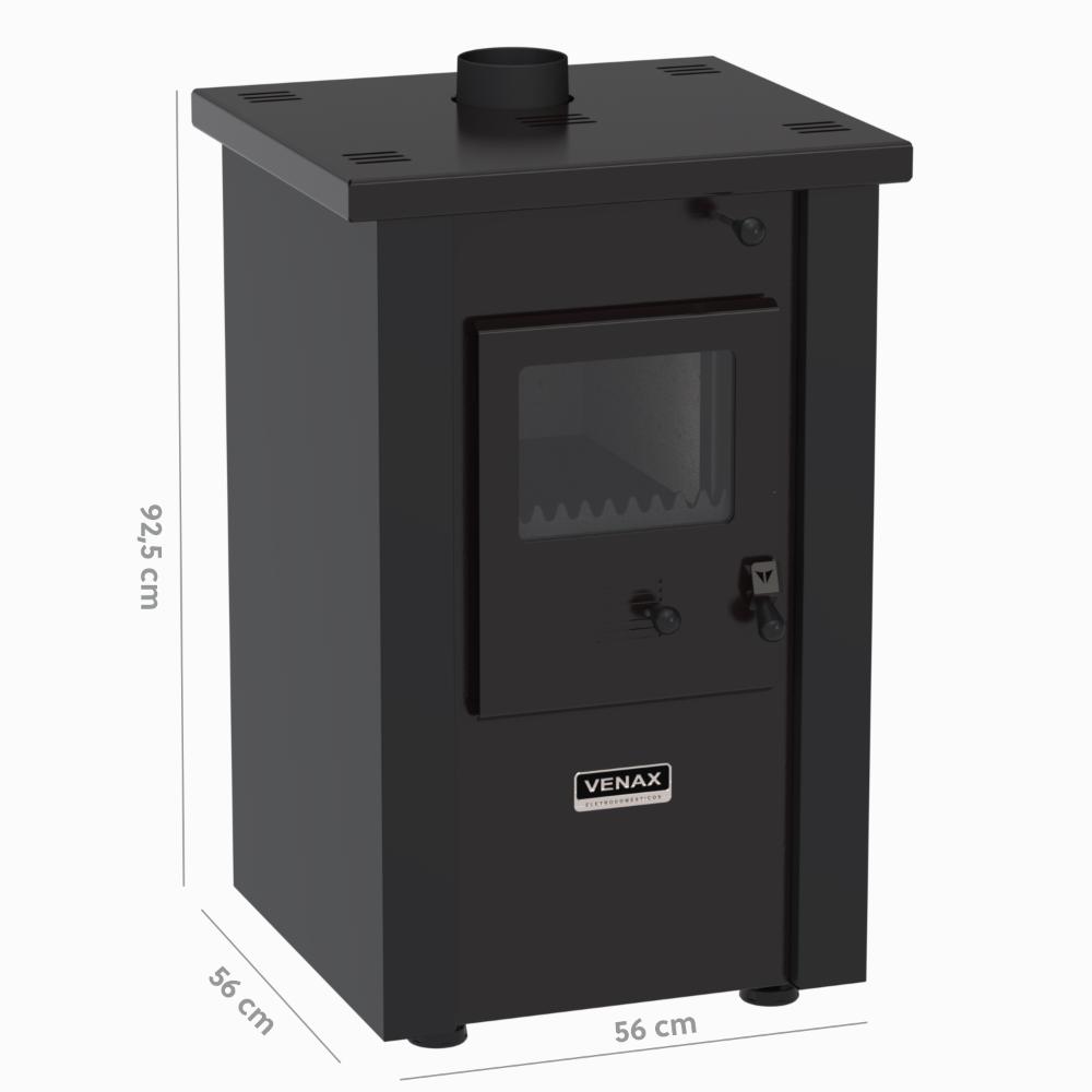 Calefator a Lenha Venax Vulcano Dupla Combustao Preto