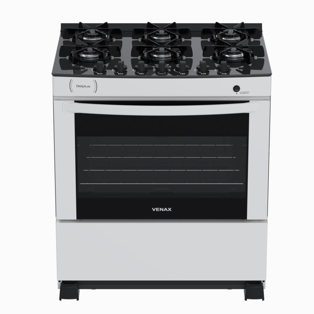 Fogao a Gas 6 Bocas Venax Delplus Vitreo BL Branco