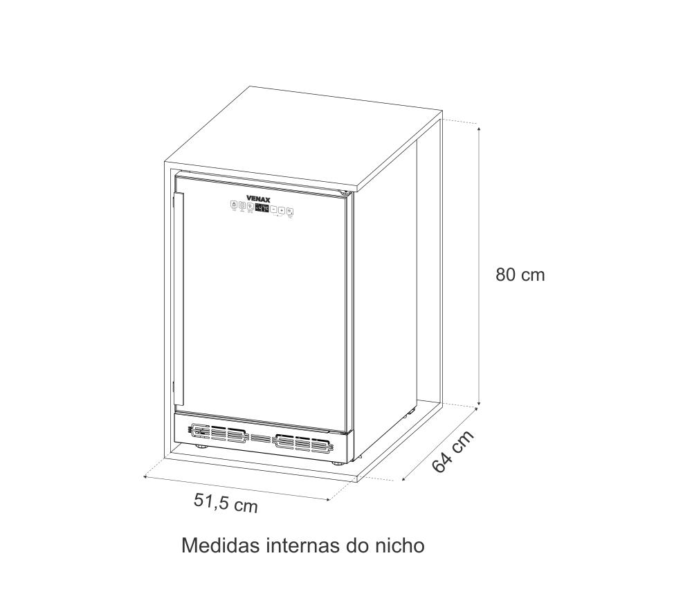 Cervejeira de Embutir Venax 82L Top Light Touch Preto