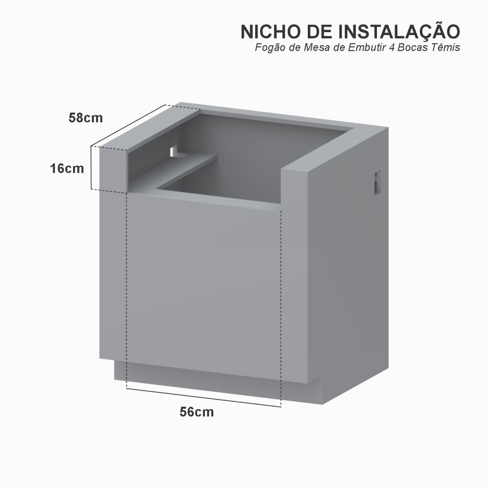 Fogao a Gas de Embutir de Bancada 4 Bocas Venax Temis Verde