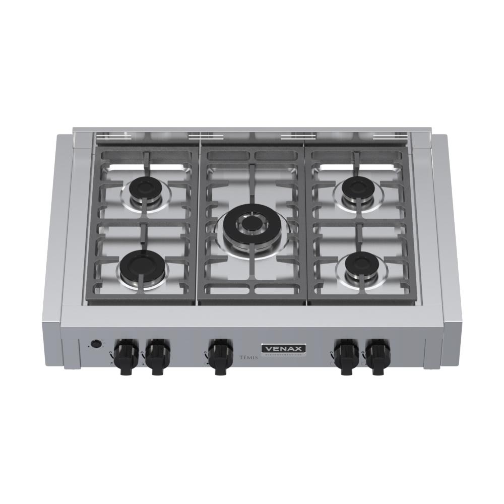 Fogao a Gas de Embutir de Bancada 5 Bocas Venax Temis Inox