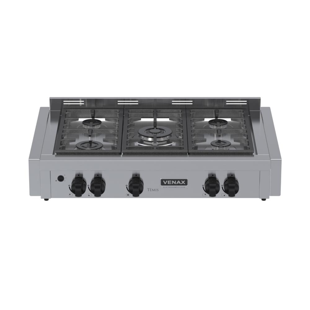 Fogao a Gas de Embutir de Bancada 5 Bocas Venax Temis Inox