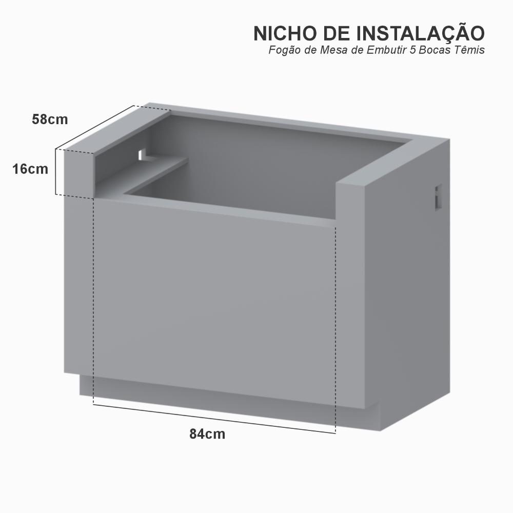 Fogao a Gas de Embutir de Bancada 5 Bocas Venax Temis Azul