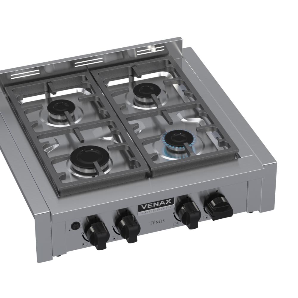 Fogao a Gas de Embutir de Bancada 4 Bocas Venax Temis Inox