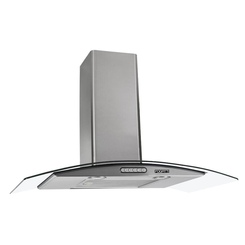 Coifa de Parede Fogatti 80cm Vidro Curvo Duto Slim Inox