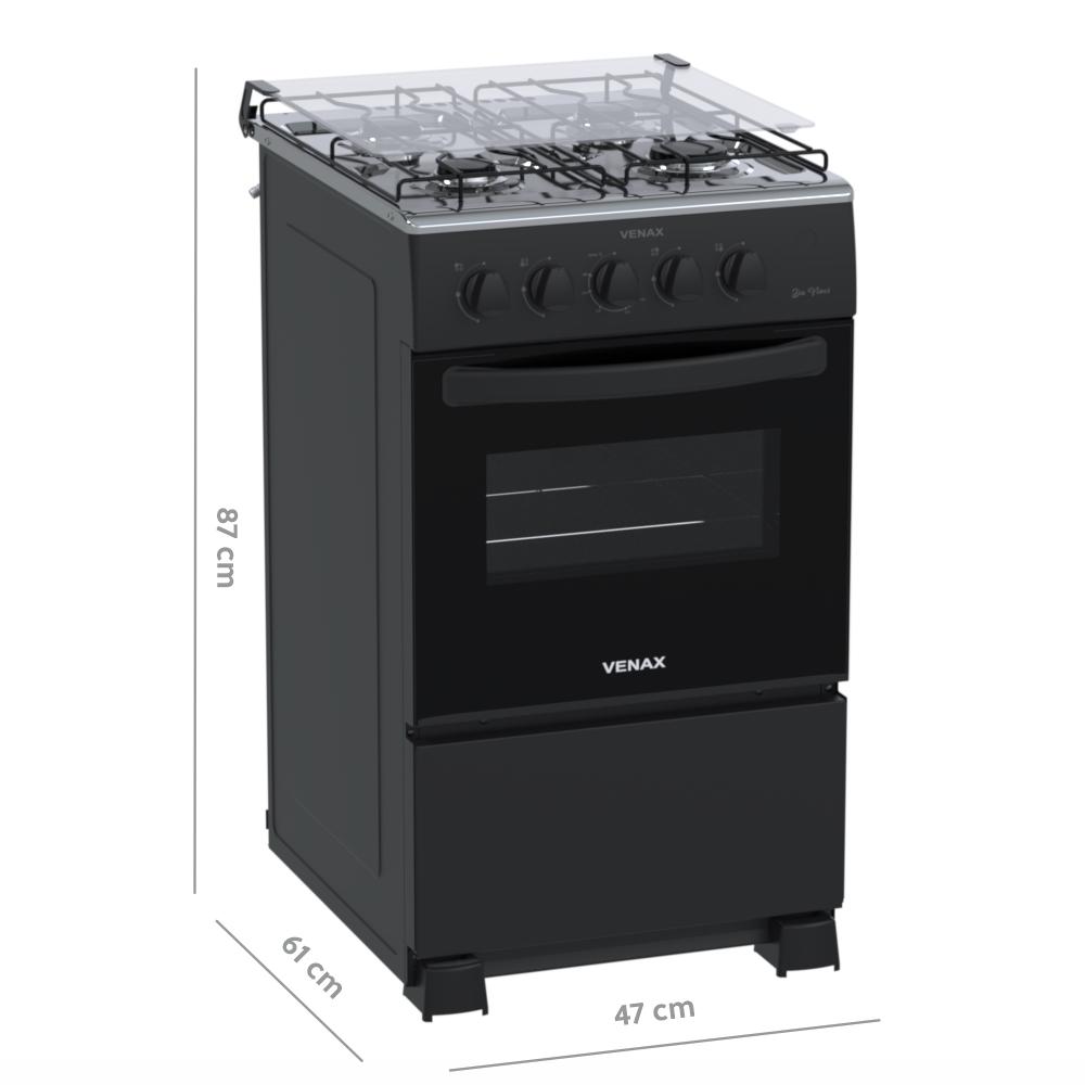 Fogao a Gas 4 Bocas Venax Da Vinci GIII Preto Fosco