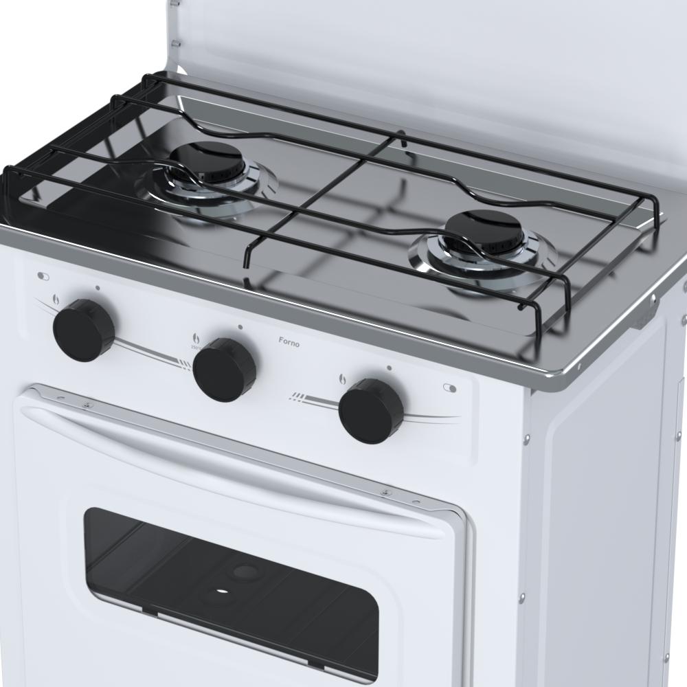 Fogao a Gas 2 Bocas com Forno Venax Gemini Tampa de Metal Branco