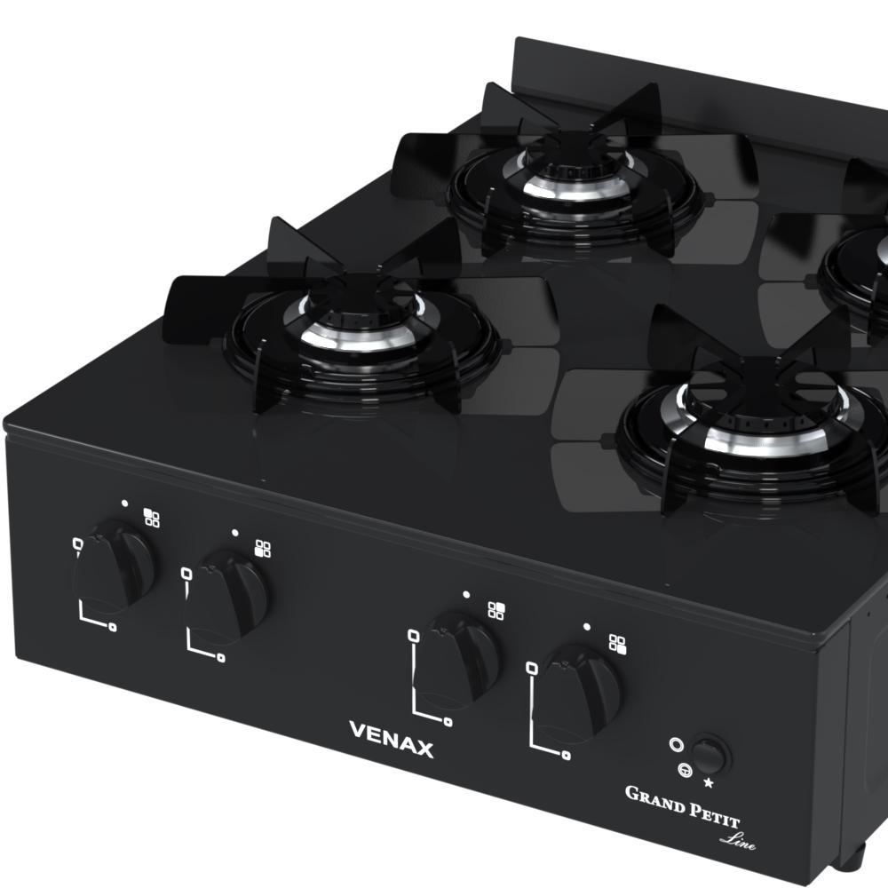 Fogao a Gas Portatil 4 Bocas Venax Grand Petit Line Preto