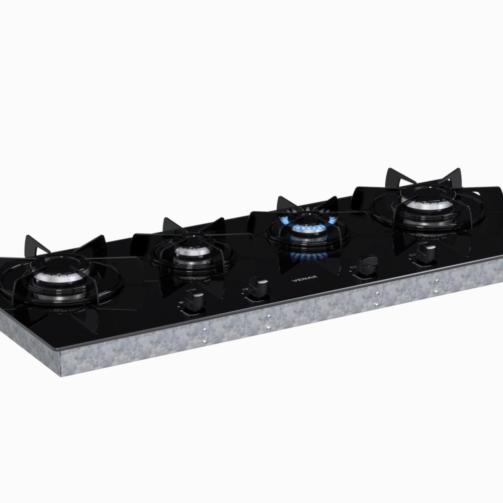 Cooktop a Gas Linear 4 Bocas Venax Arena Preto