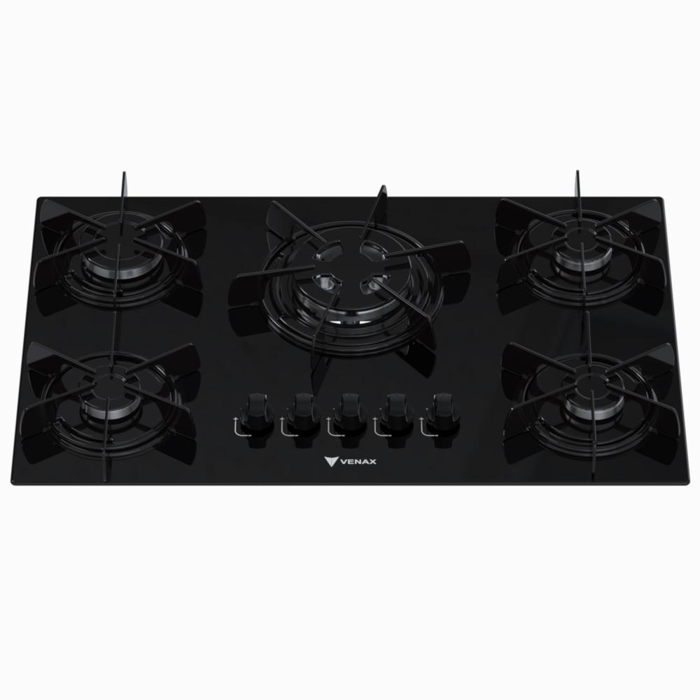 Cooktop a Gas 5 Bocas Venax Arena Preto Preto