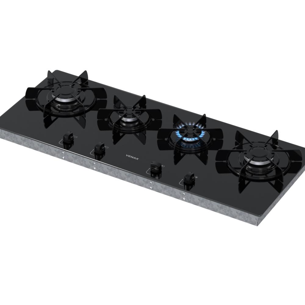 Cooktop a Gas Linear 4 Bocas Venax Arena Preto