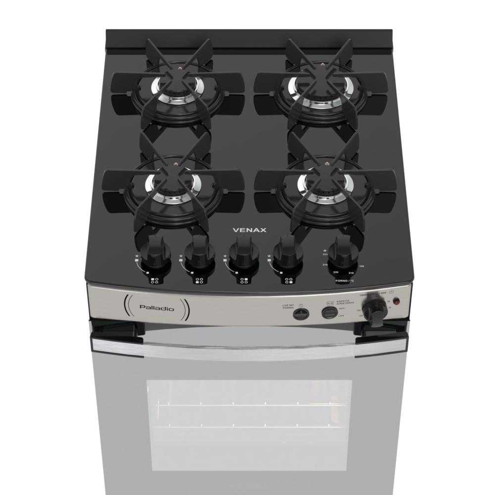 Fogao a Gas 4 Bocas Venax Palladio Vitreo Inox