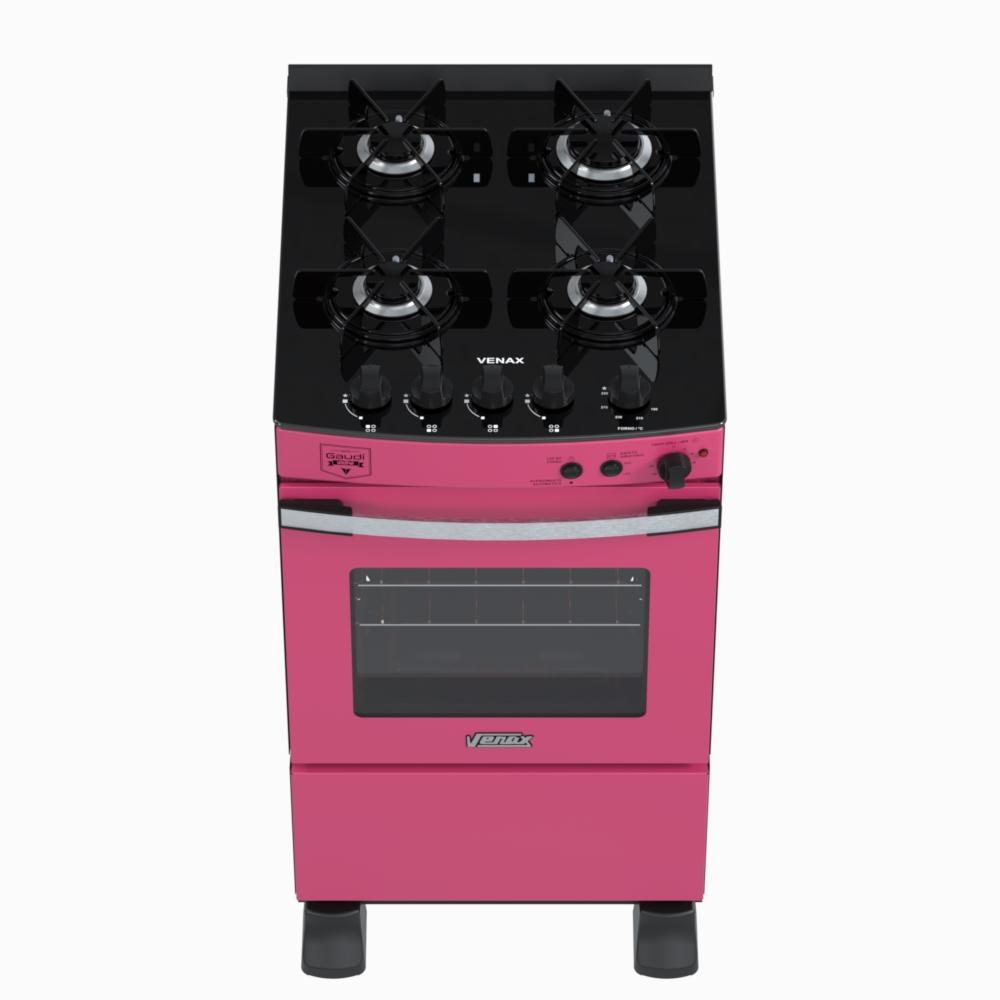 Fogao a Gas 4 Bocas Venax Gaudi Vetro Vitreo Pink