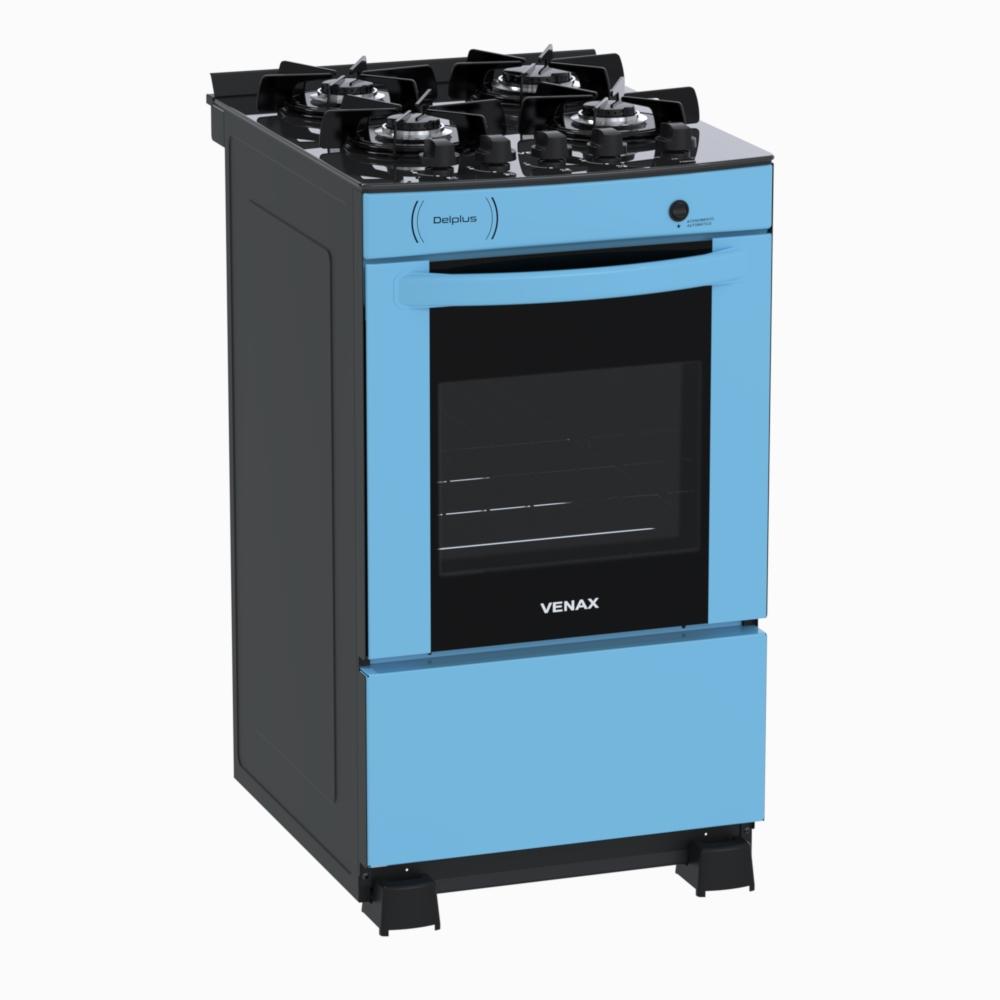Fogao a Gas 4 Bocas Venax Delplus Vitreo BL Azul