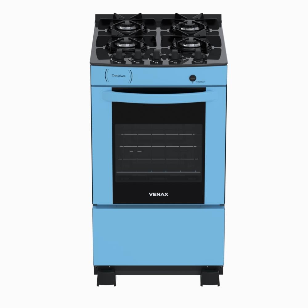 Fogao a Gas 4 Bocas Venax Delplus Vitreo BL Azul