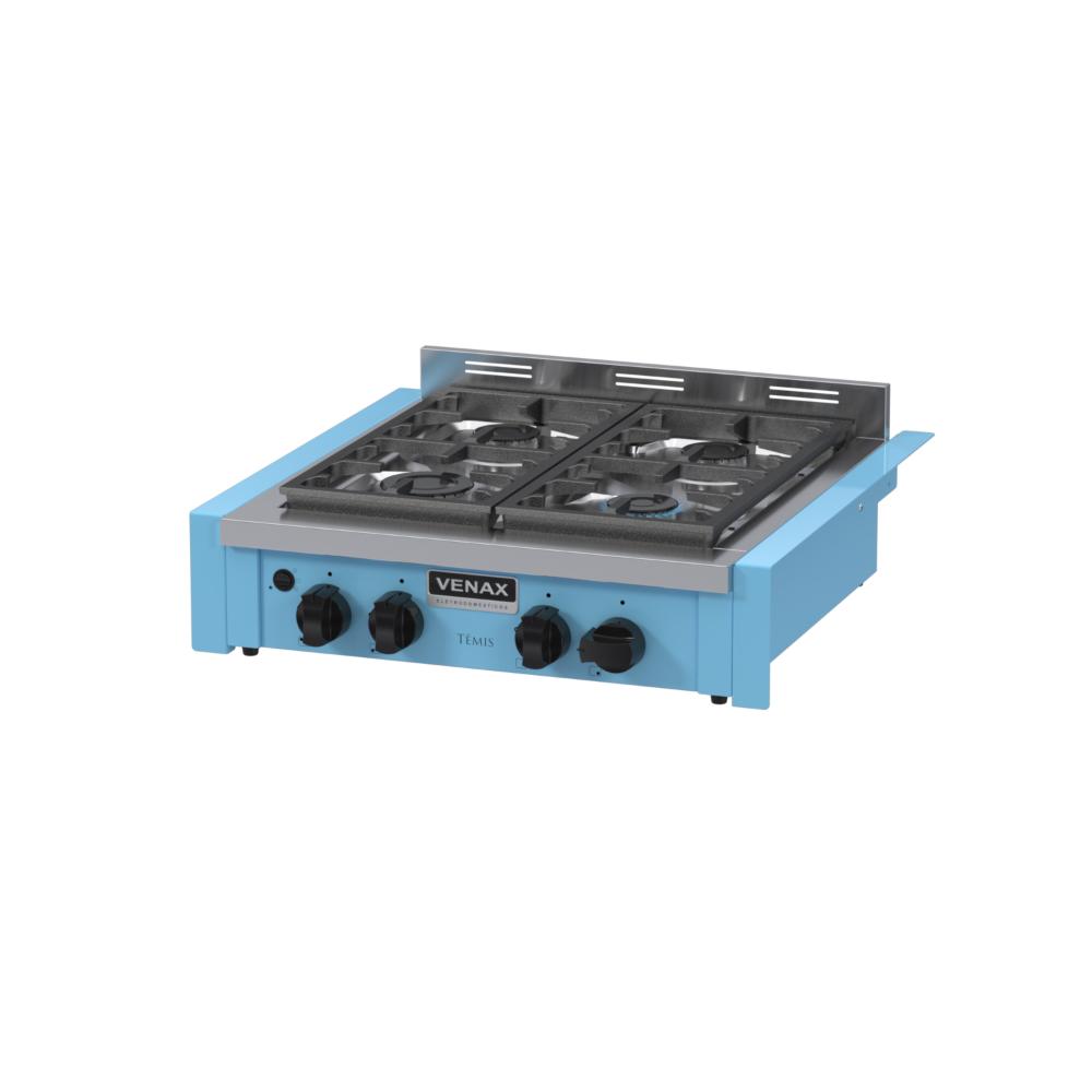 Fogao a Gas de Embutir de Bancada 4 Bocas Venax Temis Azul
