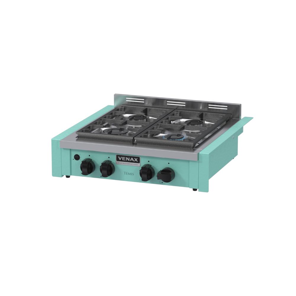 Fogao a Gas de Embutir de Bancada 4 Bocas Venax Temis Verde