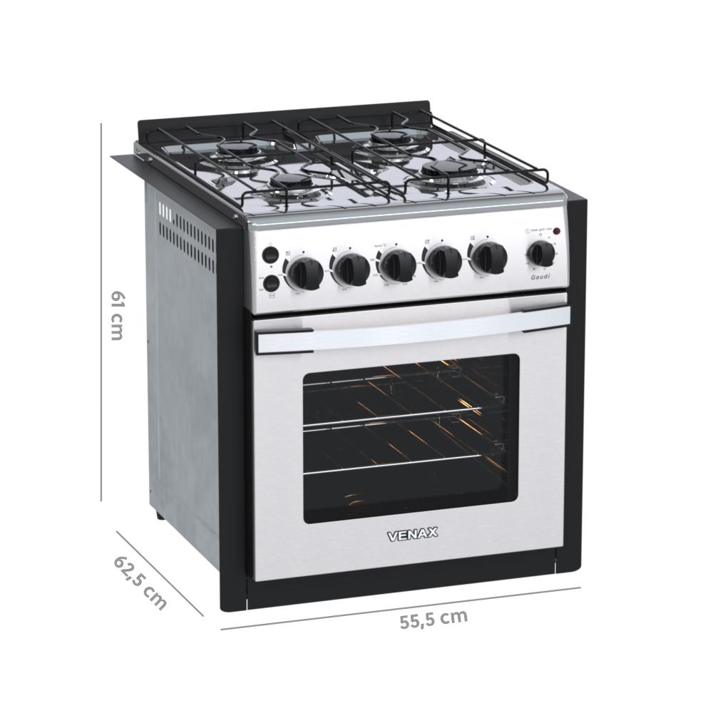 Fogao a Gas de Embutir 4 Bocas Venax Gaudi Platinum GII Inox