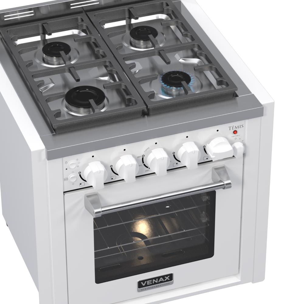 Fogao a Gas de Embutir 4 Bocas Venax Temis Branco