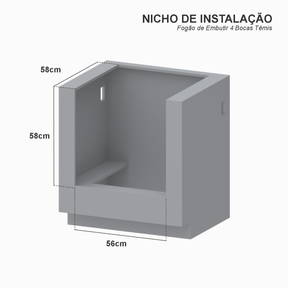 Fogao a Gas de Embutir 4 Bocas Venax Temis Branco