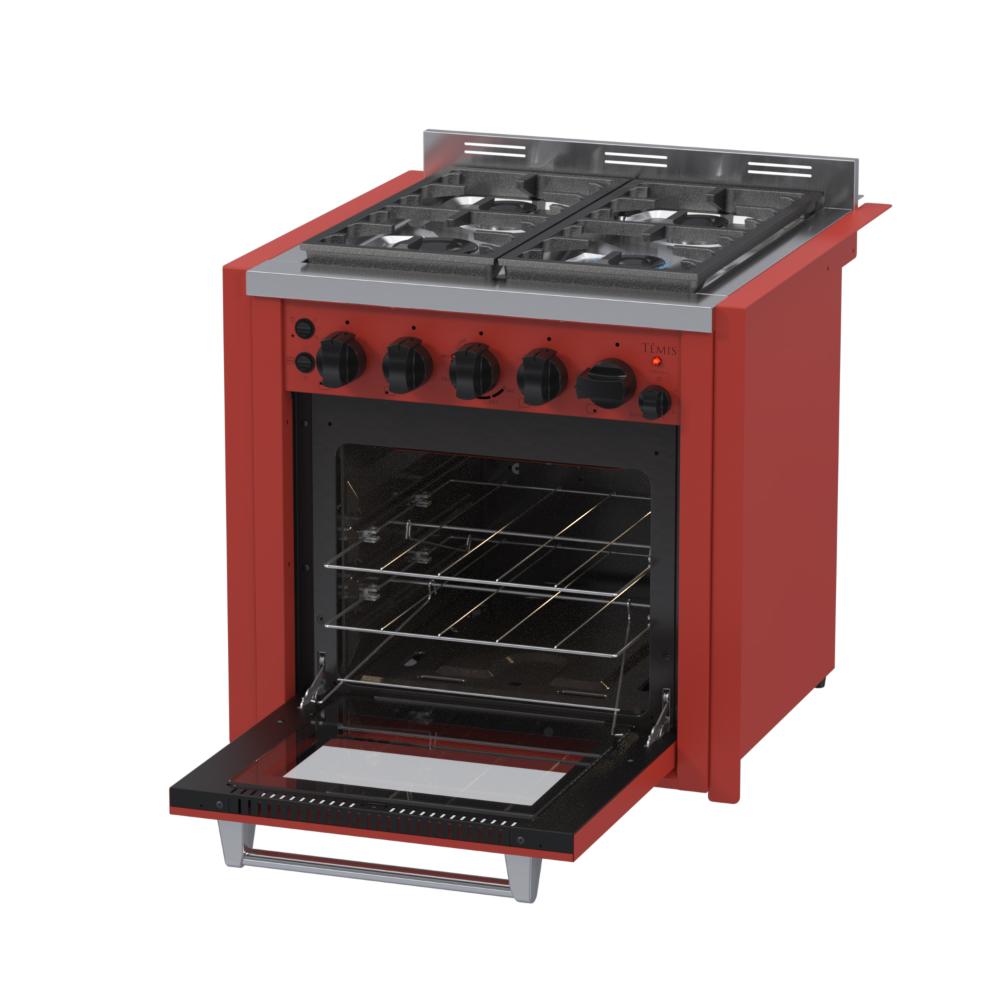 Fogao a Gas de Embutir 4 Bocas Venax Temis Vermelho