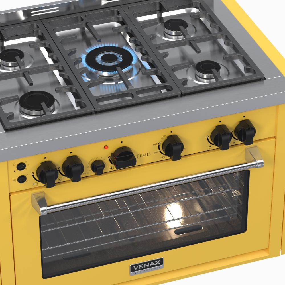 Fogao a Gas de Embutir 5 Bocas Venax Temis Amarelo