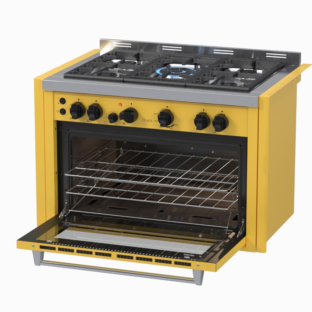 Fogao a Gas de Embutir 5 Bocas Venax Temis Amarelo