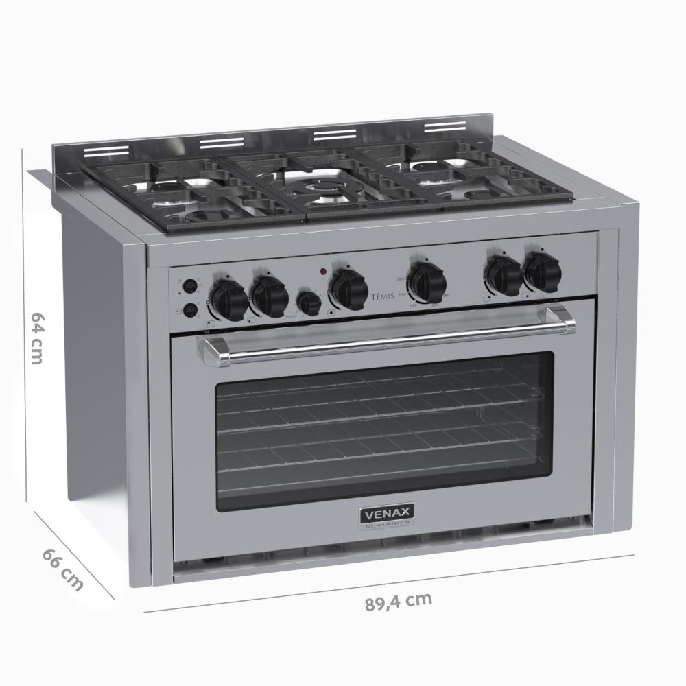 Fogao a Gas de Embutir 5 Bocas Venax Temis Inox