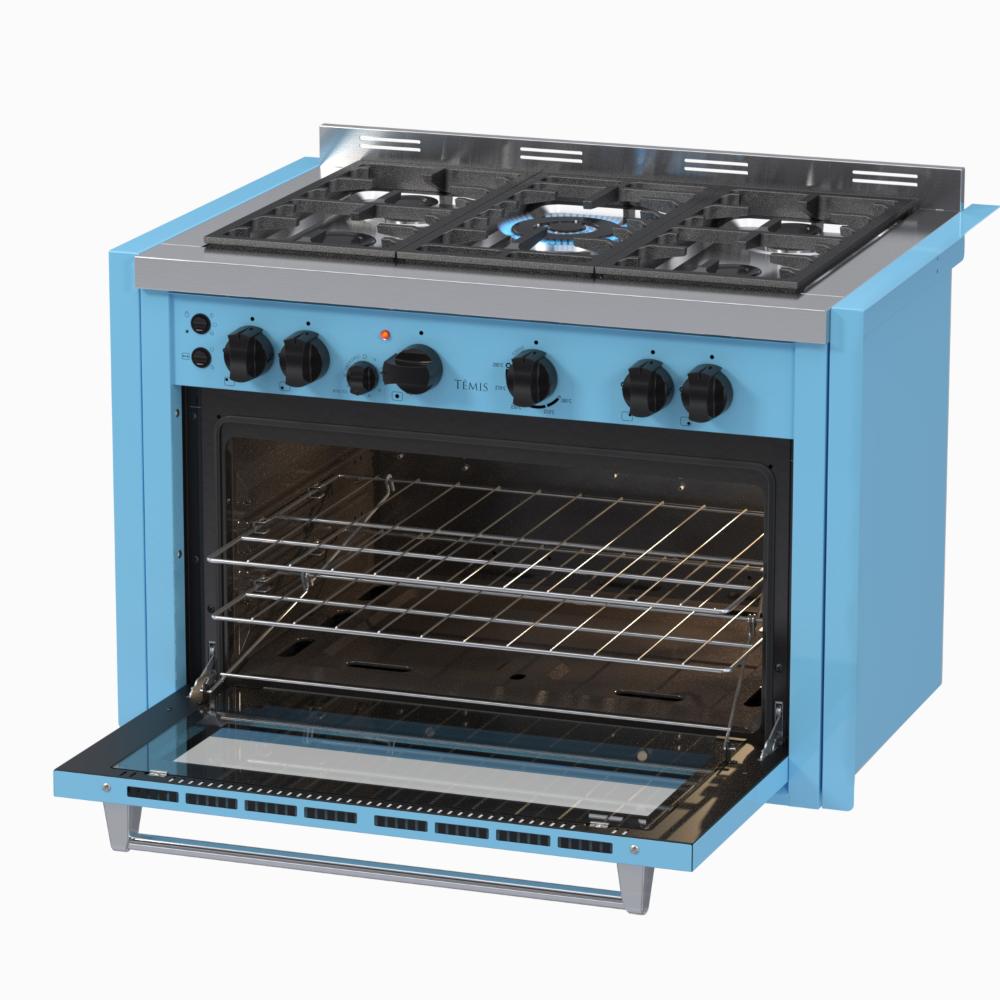 Fogao a Gas de Embutir 5 Bocas Venax Temis Azul
