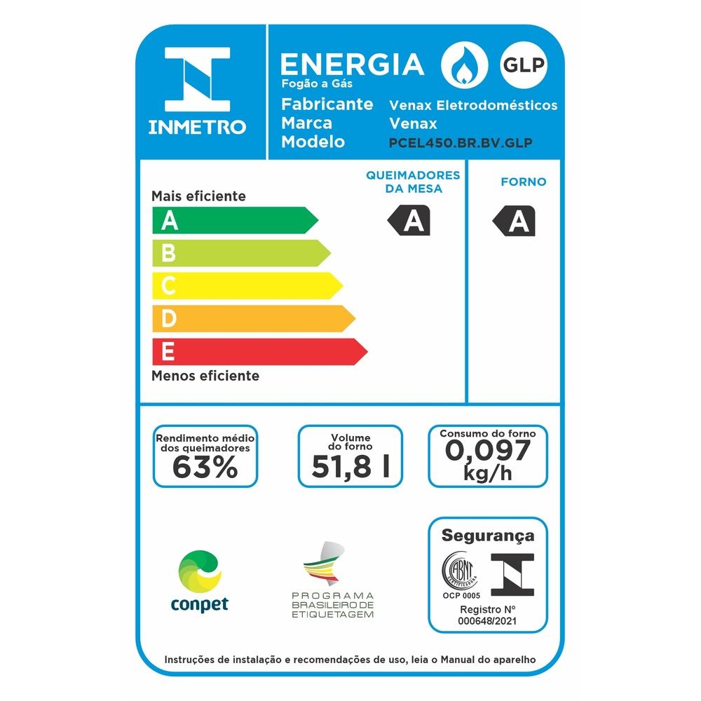 Fogao a Gas de Embutir 4 Bocas Venax Picasso Line Branco