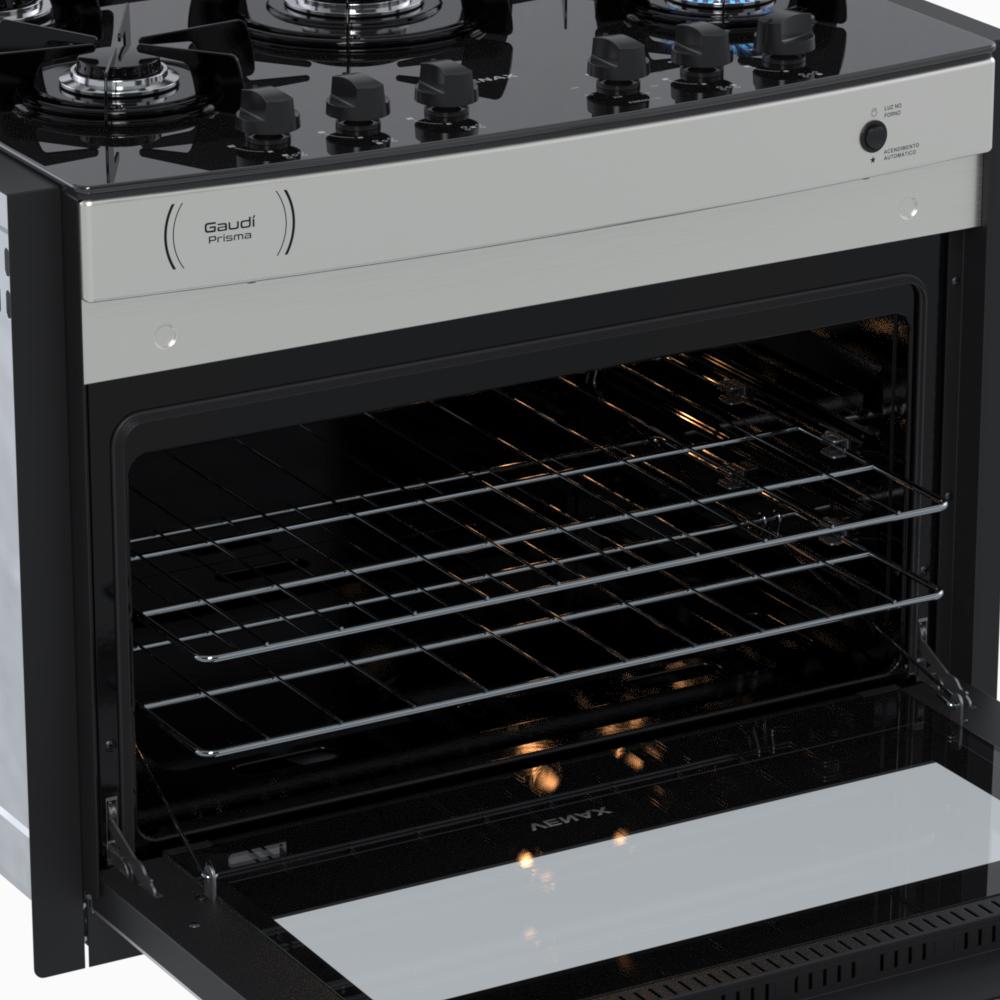 Fogao a Gas de Embutir 5 Bocas Venax Gaudi Prisma Vitreo Inox