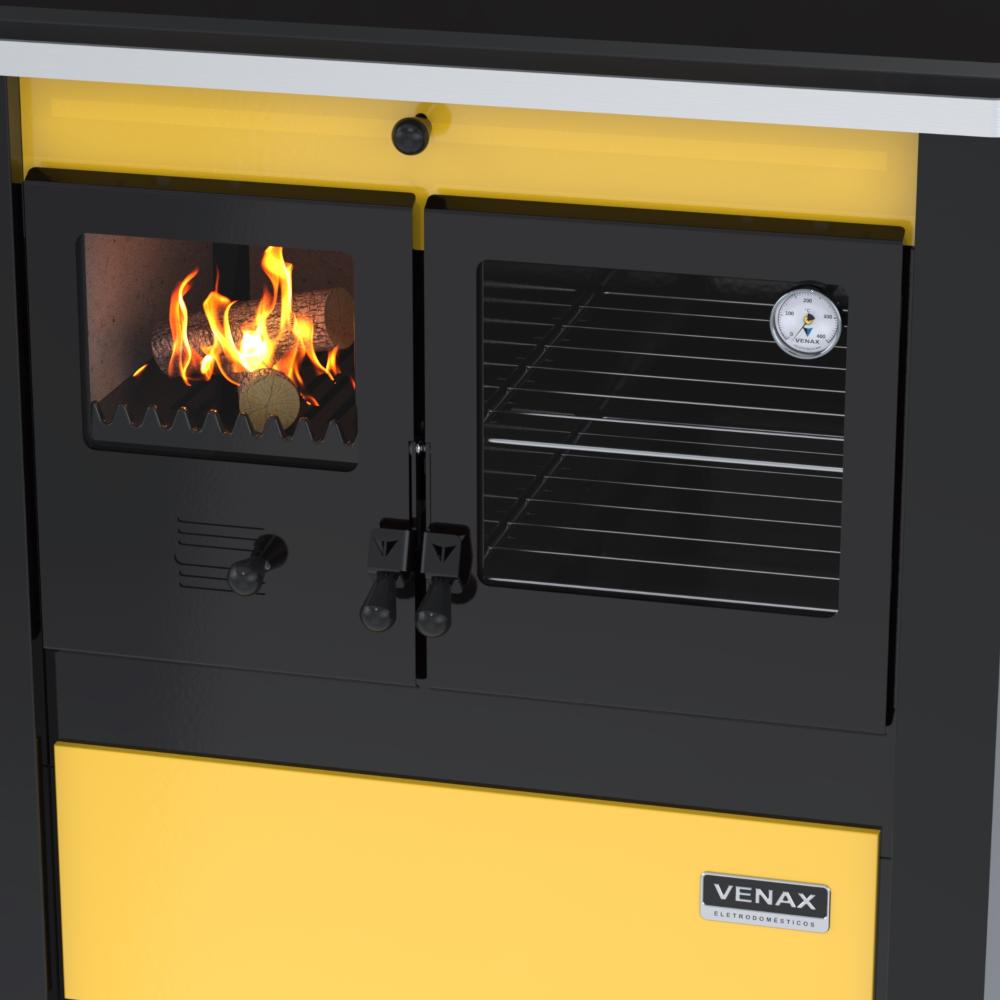 Fogao a Lenha Venax n 2 Le Corbusier Dupla Combustao Amarelo