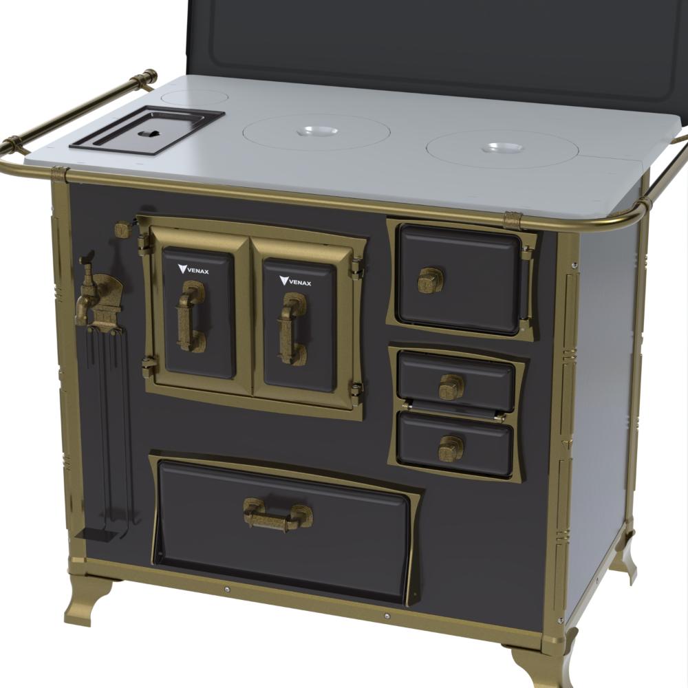 Fogao a Lenha Venax n 2 Renaissance Chapa de Aluminio Preto Cald