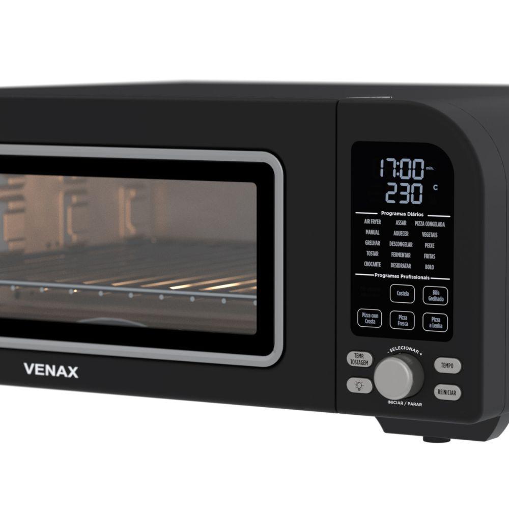 Air Fryer e Forno de Pizza Elétrico Gourmet Touch Venax Preto Fosco