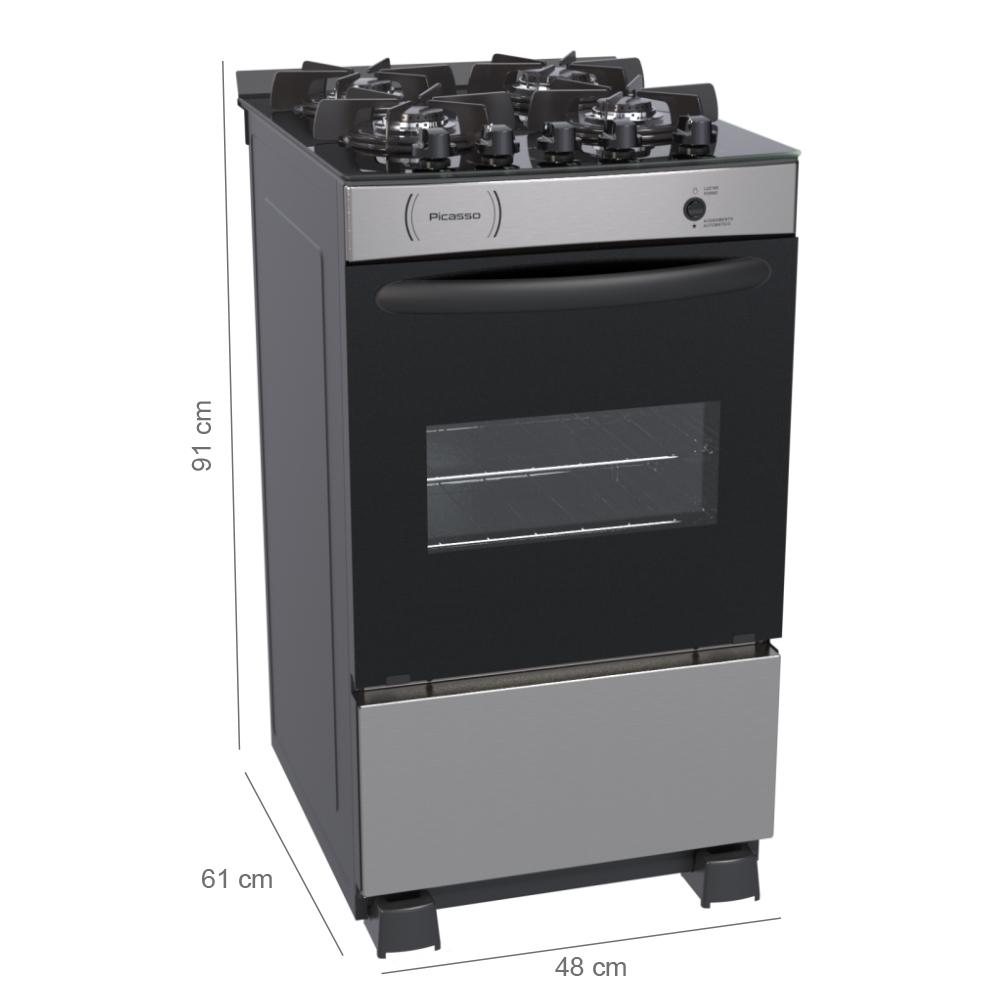 Fogao a Gas 4 Bocas Venax Picasso Vitreo Inox