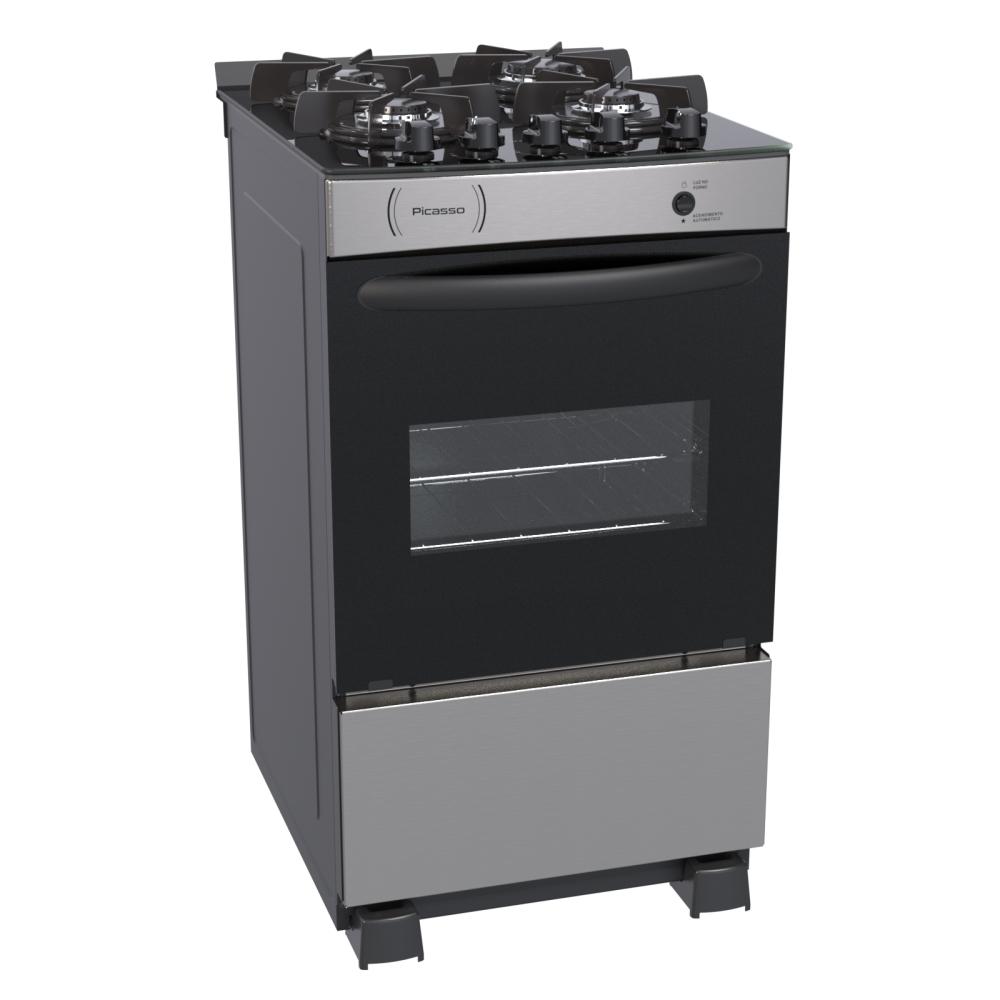 Fogao a Gas 4 Bocas Venax Picasso Vitreo Inox