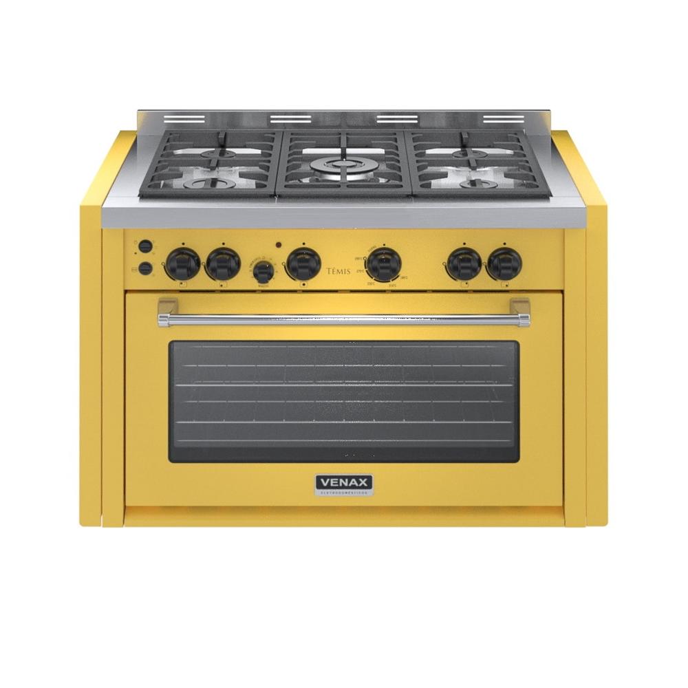 Fogao a Gas de Embutir 5 Bocas Venax Temis Amarelo