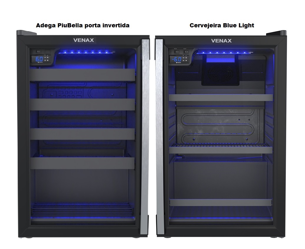 Conjunto Cervejeira Blue Light 102 + Adega PiuBella 24 garrafas Venax Preto